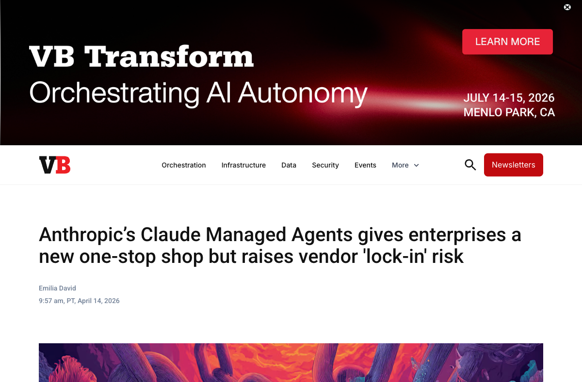 Anthropic Claude Managed Agents（VentureBeat）