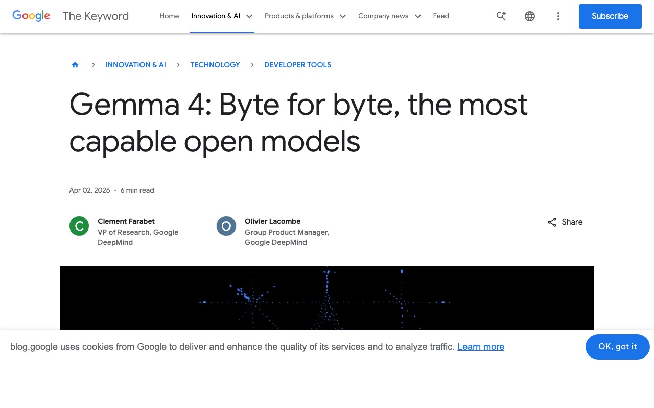 Google Gemma 4 — Byte for byte, the most capable open models